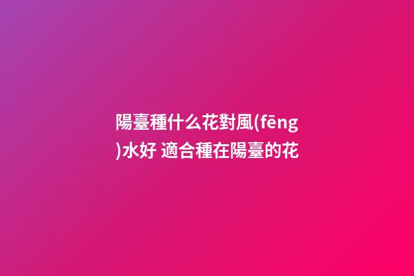 陽臺種什么花對風(fēng)水好 適合種在陽臺的花